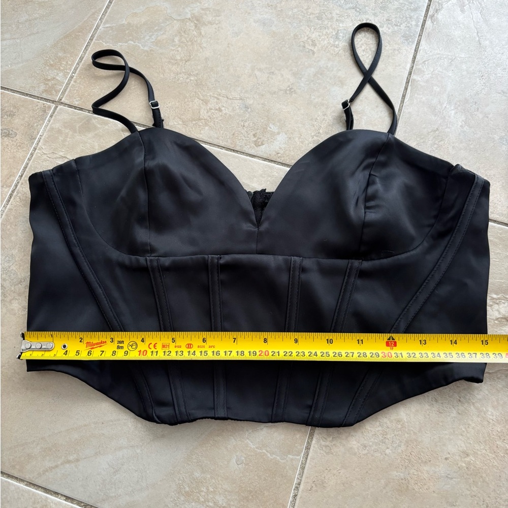 Dynamite Satin Black M Corset Whimsigoth Dark Cottagecore Quiet Lurxury Romantic - Picture 10 of 11
